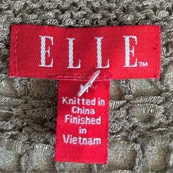 Elle Pullover Sweater Women Size M NWT Taupe V-neck Open Knit Shimmer Layering - Picture 7 of 9